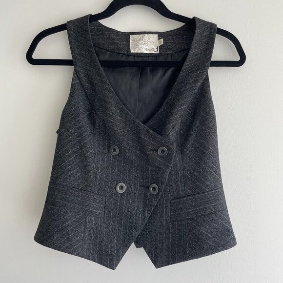y2k grey pinstripe vest top - Picture 1 of 2